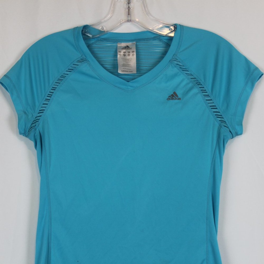 Adidas Women Small Sky Blue Climalite Athletic Short Sleeve Shirt - Picture 4 of 12